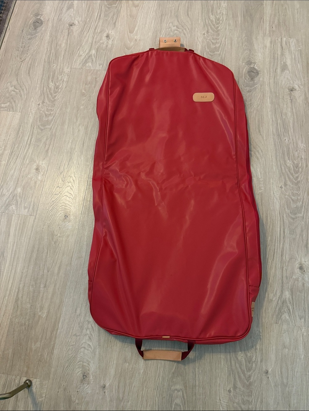 Jon Hart Design Red Garment Bag with Tan Accents